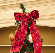 Anna+Nina Beaded Crimson Luxe Bow Tree Topper