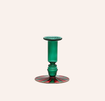 anna-nina-kandelaar-pine-green-striped-glass-candle-holder